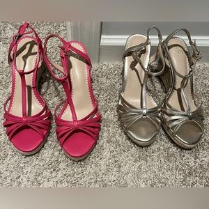 Crown & Ivy Espadrilles sandals wedges. 2PAIR new. Sz 6.5 Hot pink and champagne